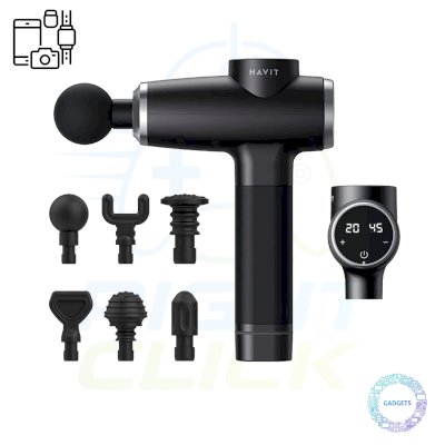 HAVIT MG1505 Muscle Massage Gun with 6 Massage Heads, 20 Speed Level, Deep Tissue High Frequency The